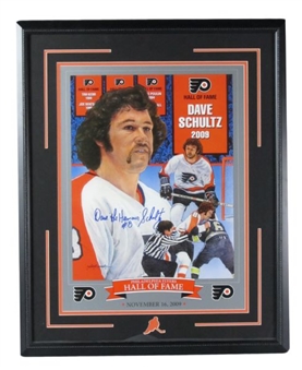Dave Schultz signed Flyers Hall of Fame induction poster framed